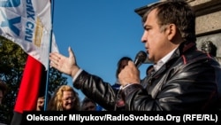 Mikheil Saakashvili made his latest comments at a rally in the Black Sea city of Odesa on September 30.