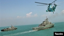 An Iranian navy drill off the Strait of Hormuz (file photo)