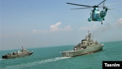 An Iranian naval drill off the Strait of Hormuz last year