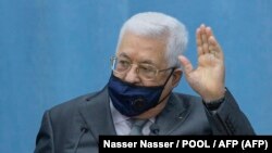 محمود عباس، رئیس تشکیلات خودگردان فلسطینی، در این تصویر در نشست هفتم ماه مه در رام‌الله