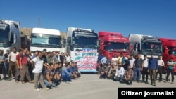 Iran -- Iran Truck drivers in Khorasan province on strike over low wages. May 23, 2018.