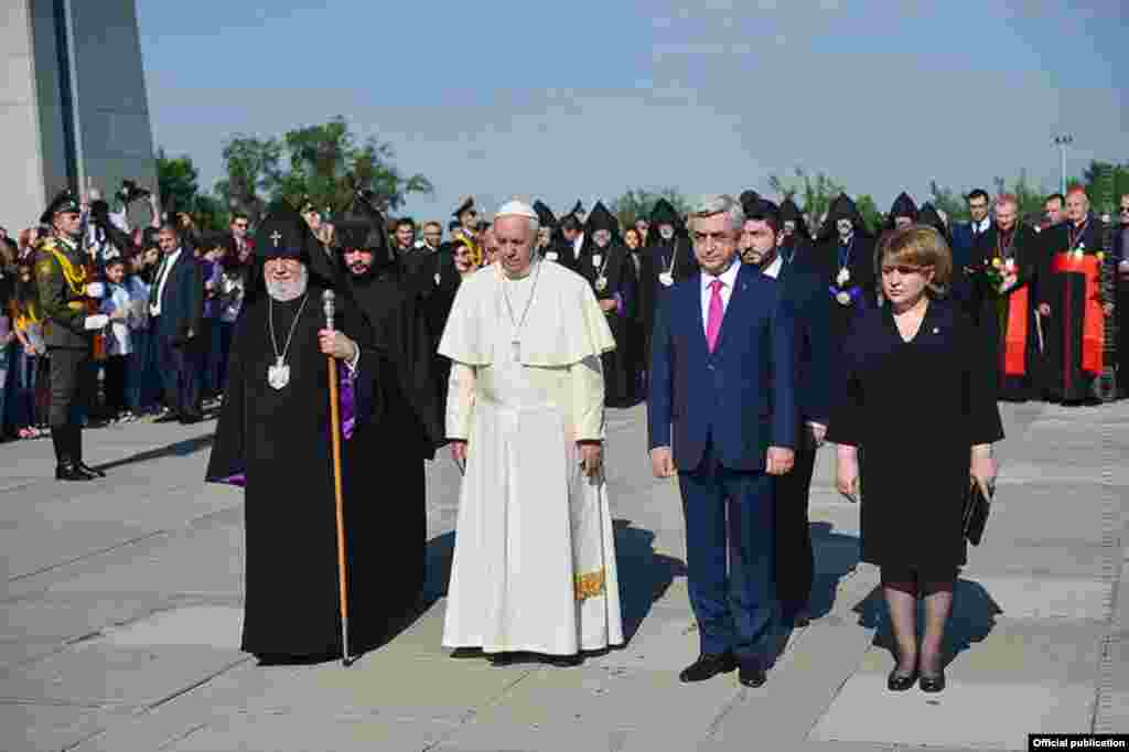 Armenia - Pope Francis pays a visit to the Armenian Genocide memorial complex during the official visit to Armenia 25 June 2016