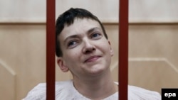 Ukrainian military pilot Nadia Savchenko at a court hearing in Moscow.