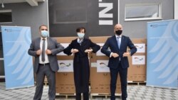 Na fotografiji: Rukovodilac Regionalne kancelarije Instituta za javno zdravstvo Vlado Miovčić, ambasadorica Njemačke u BiH Margret Ueber i predstavnik Kriznog štaba Federacije BiH (FBiH) Goran Čerkez