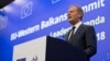 European Council President Donald Tusk speaks during a media conference prior to an EU-Western Balkans summit at the National Palace of Culture in Sofia on May 16.