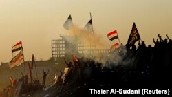 تجمع اعتراضی در روز شنبه در بغداد.
