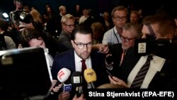 Liderul democraților suedezi, Jimmie Akesson, 7 septembrie 2018
