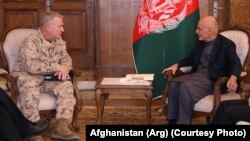 General Kenneth McKenzie, head of the U.S. Army Central Command, meeting with Afghan President Ashraf Ghani in July 2019.