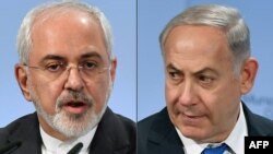 A combo photo of Iranian Foreign Minister Mohammad Javad Zarif (L) and Israeli Prime Minister Benjamin Netanyahu 