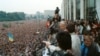 Russia – Russian President Boris Yeltsin speaks at a meeting held in support of democracy. Moscow, August 20, 1991