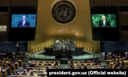 President Petro Poroshenko addresses the UN General Assembly on February 20.