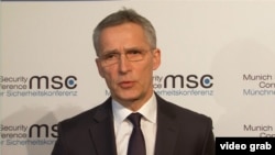 Генеральный секретарь НАТО Йенс Столтенберг на Мюнхенской конференции. 17 февраля 2018 года.