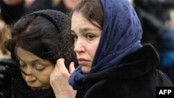 Росія, Москва, Жанна Нємцова на похоронах свого батька, 3 березня 2015 року