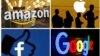 Logo-urile companiilor Amazon, Apple, Facebook și Google