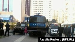 The LRAD, or Long Range Acoustic Device (pictured here on the right) can emit a blast of amplified sound capable of inducing headaches, panic, and potential hearing loss.