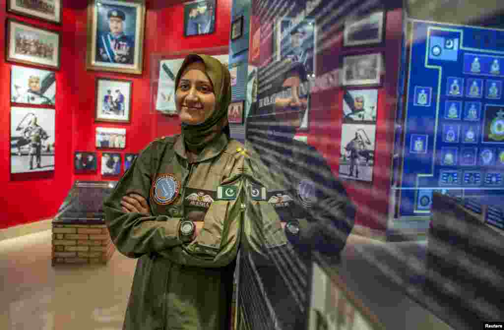 Ayesha Farooq smiles during an interview with Reuters at Mushaf base in Sargodha.