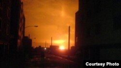 تصویری از انفجاری که روز ۲۲ بهمن سال ۸۹ در سه خط لوله انتقال گاز در استان قم روی داد.