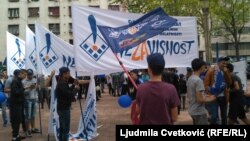 Protest Saveza samostalnih sindikata Srbije i Ujedinjenih granskih sindikata "Nezavisnost" 1. maja u Beogradu