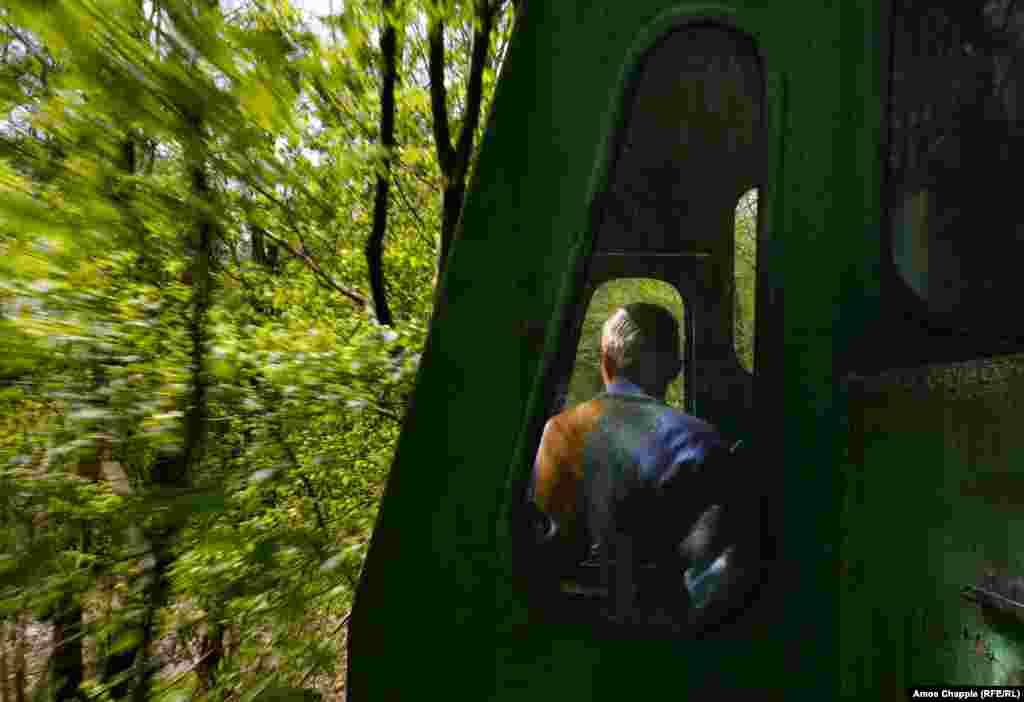 For the first few hundred meters the railway line looks much like any other, but soon the trees close in. The reason for this, according to local journalist Alla Sadovnyk, dates back to the Cold War. 