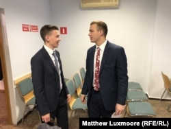 Elder Schaub from Köln, Germany (left), and Elder Seegmiller from the U.S. state of Utah at the Church of Jesus Christ of Latter-day Saints meeting house in Tver earlier this month. "Before, you could go up to someone and you could start a conversation about the gospel. And now, we just try and make friends," says Seegmiller.