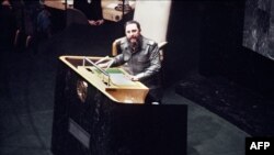 Fidel Castro obraća se na Generalnoj skupštini Ujedinjenih nacija, oktobar 1979.