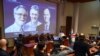 Секретар Нобелівського комітету Томас Перлманн (за кафедрою праворуч) представив трьох переможців Нобелівської премії з медицини 2019 року: Ґреґа Семензу, Вільяма Кейліна та Пітера Реткліффа