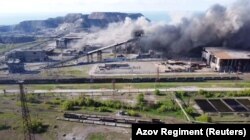Обстріл «Азовсталі». Скріншот з відео, яке оприлюднив полк «Азов» 5 травня 2022 року