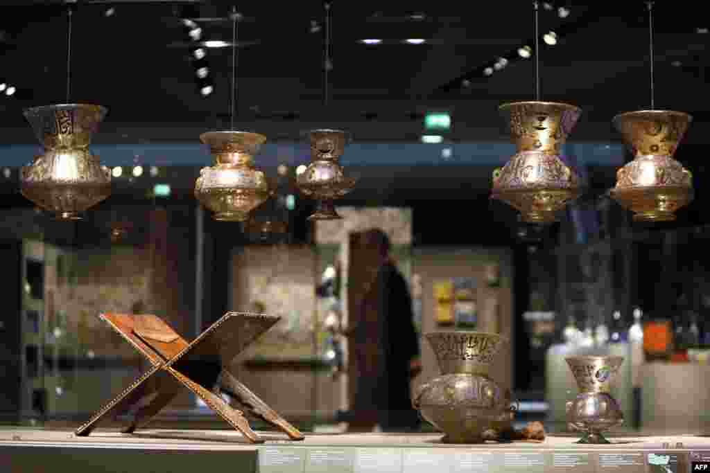 A lectern for the Koran and lamps from the Middle East dating from the 14th century are among the artifacts on display.