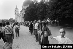 “Балтика жолу” нааразылык иш-чарасында. Вилнюс, Литва, 23.8.1989.
