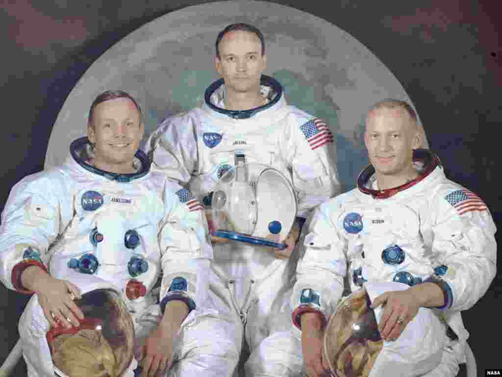 Apollon 11 missiyasının iştirak&ccedil;ıları. Neil Armstrong (solda), Michael Collins (orta) və Edwin Aldwin