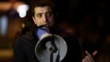 George Simion, la o demonstrație la București, în februarie 2016, pe când conducea Platforma Unionistă Acțiunea 2012.