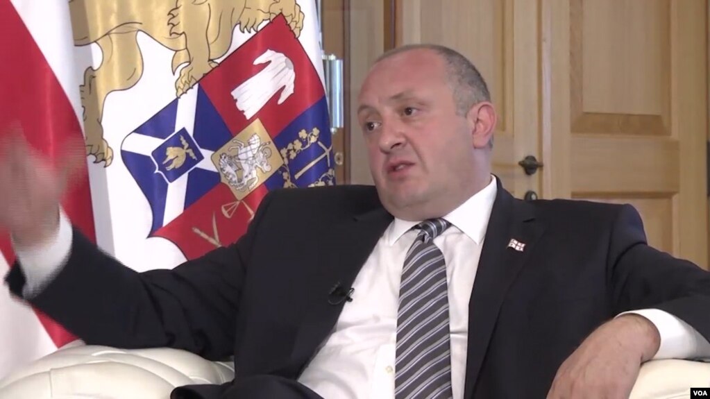 U.S. Vice President Mike Pence "mentioned that the future of Georgia will be in NATO and that the U.S. is backing up the 2008 NATO summit decision on future prospects of Georgia,” President Giorgi Margvelashvili (above) told VOA.