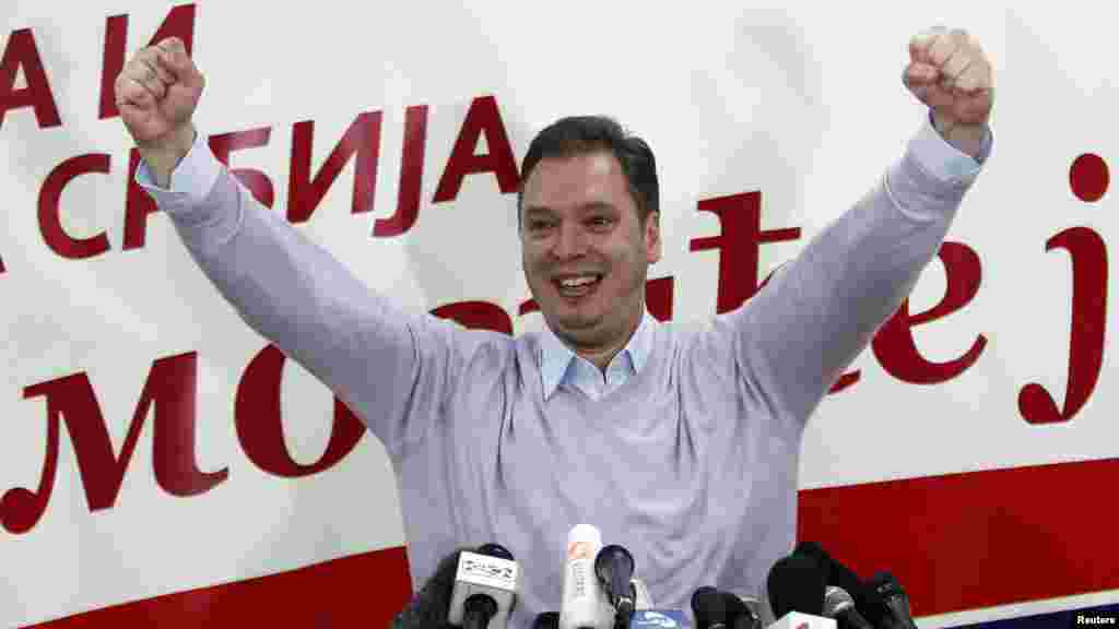 Aleksandar Vucic, the deputy president of the Serbian Progressive Party, reacts to the news.