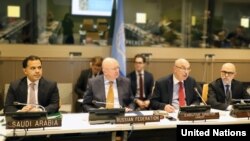 Владимир Воронков на презентации проекта в штаб-квартире ООН.