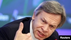 Aleksei Pushkov, who heads the Russian State Duma's Foreign Affairs Committee, has said Moscow is in the process of "saying farewell to our dependence" on Washington.