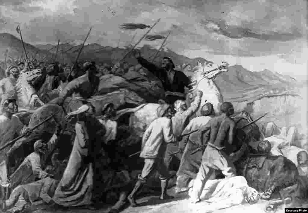 Репродукция с картины художника С.Чуйкова: &ldquo;Восстания кыргызского народа в 1916 году&rdquo;.