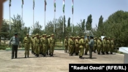 Tajik security troops in the Shuroobod district, which borders Aghanistan (file photo)