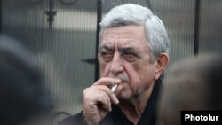 Armenia -- Former President Serzh Sarkisian attends the funeral of former National Security Service Director Georgi Kutoyan, Yerevan, January 20, 2020.