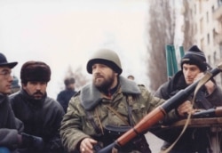 A Chechen fighter in central Grozny