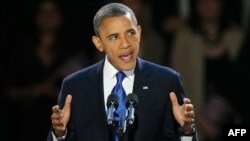 U.S. -- President Barack Obama delivers his victory speech after being reelected for a second term at McCormick Place in Chicago, 07Nov2012