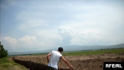 A trench along the disputed Kyrgyz-Uzbek border in the Jalal-Abad region.