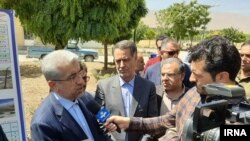 Energy Minister Reza Ardakanian speaking with reporters after Iran's electrical grid was connected to Iraq. November 1, 2019