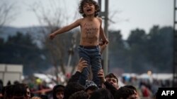 Акция протеста мигрантов в районе Идомени, Греция. Иллюстративное фото.