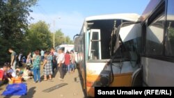 Столкновение двух маршрутных автобусов в Уральске, в котором пострадало 58 человек. 24 августа 2017 года.