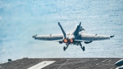 An F/A-18E Super Hornet launches from the flight deck of the U.S. Navy aircraft carrier USS Harry S. Truman in the Arabian Sea, January 6, 2020