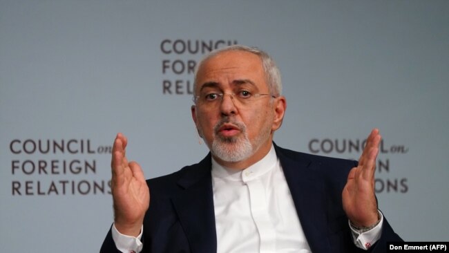 Mohammad Zarif speaks at the Council on Foreign Relations in New York, April 23, 2018