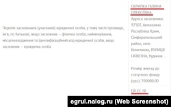 Дані Єдиного державного реєстру юросіб Росії