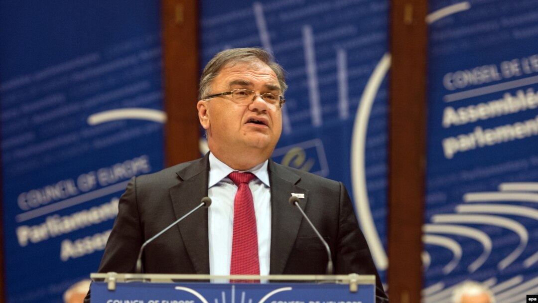 France -- Chairman of the Bosnian tripartite Presidency Mladen Ivanic delivers his speech in the Council of Europe in Strasbourg, June 24, 2015