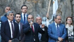 Armenia - The opposition Yelk alliance led by Aram Sarkisian (L), Edmon Marukian (C) and Nikol Pashinian holds a demonstration in Yerevan, 30Mar2017.