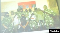 Armenia - An alleged 2015 photograph of members of an Armenian militant group arrested on coup charges.